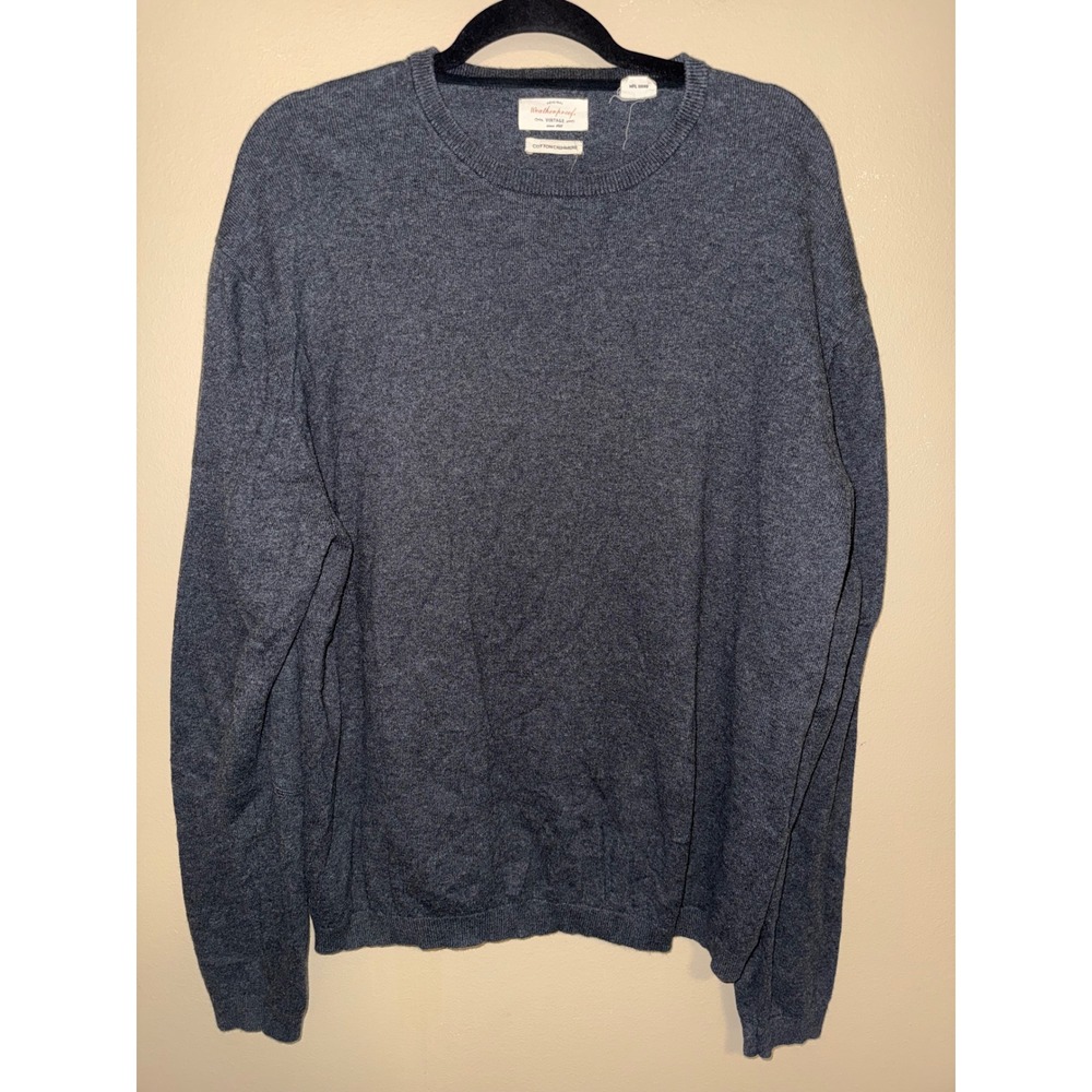 Vintage Mens XL Gray Cotton Cashmere Blend Elbow Patch Sweater Minimalist Cozy